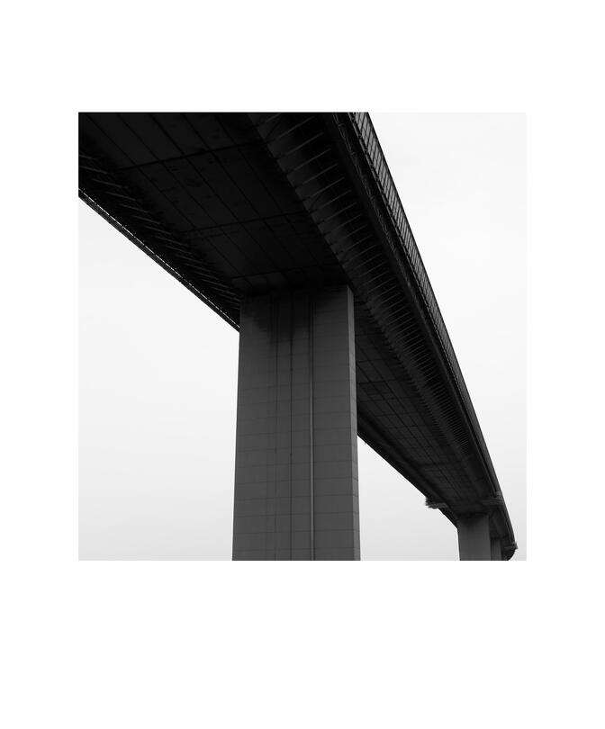 Black and white photograph by Bradley Cummings titled WESTGATE BRIDGE, Melbourne, 2020