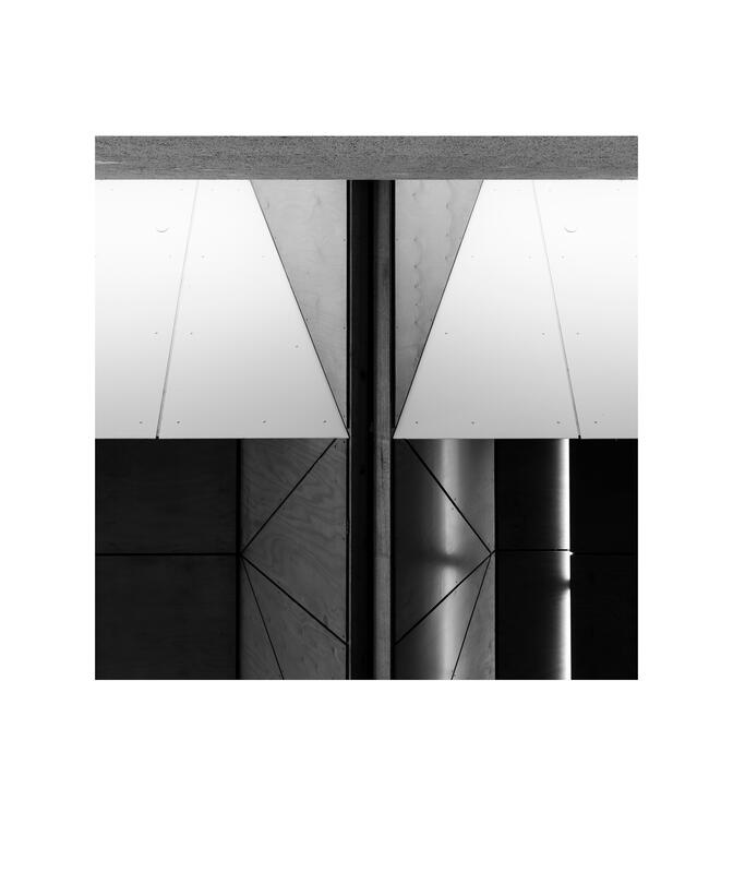 Black and white photograph by Bradley Cummings titled PORTRAIT GALLERY #9697, Canberra, 2018.