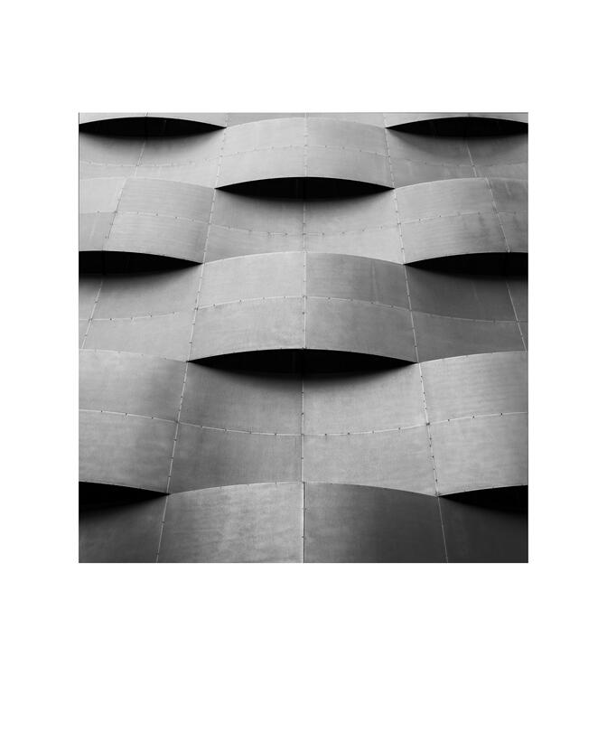 Black and white photograph by Bradley Cummings titled FAWKNER STREET BUILDING DETAIL, Southbank, 2024.